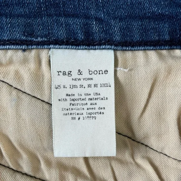 Rag & Bone Skinny Ankle Jeans, Zipper Detail, Stretch, Medium Wash - Size 26 - Picture 14 of 16